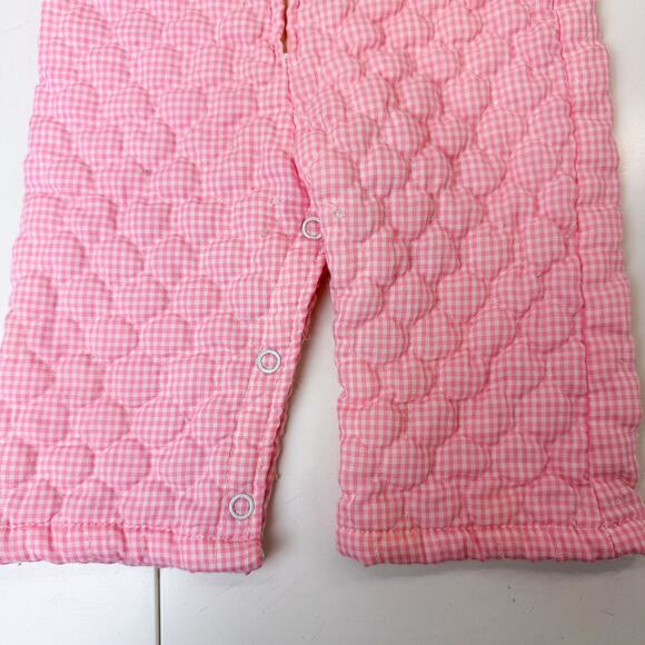 Vintage 80s Thomas Girls Quilted Gingham Pink Footless Bodysuit - 6-9 Months - Picture 2 of 13